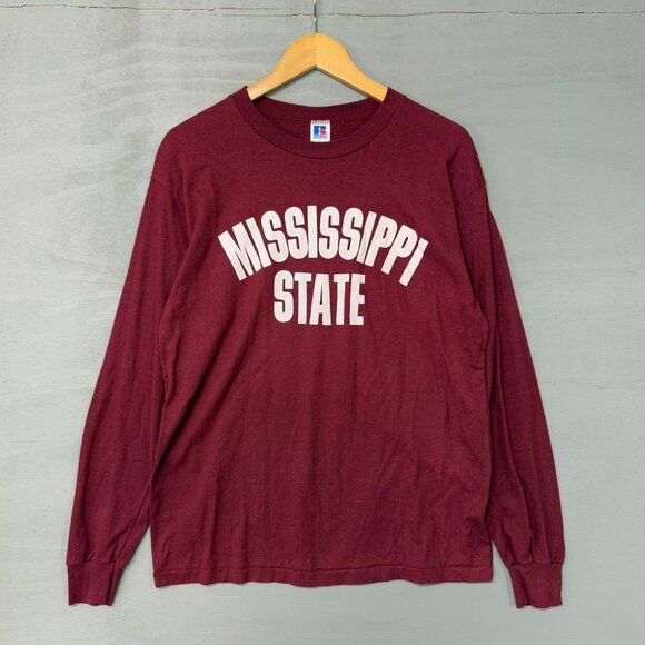 Vintage Russell‎ Mississippi State Bulldogs Long Sleeve Shirt Large - Picture 1 of 3